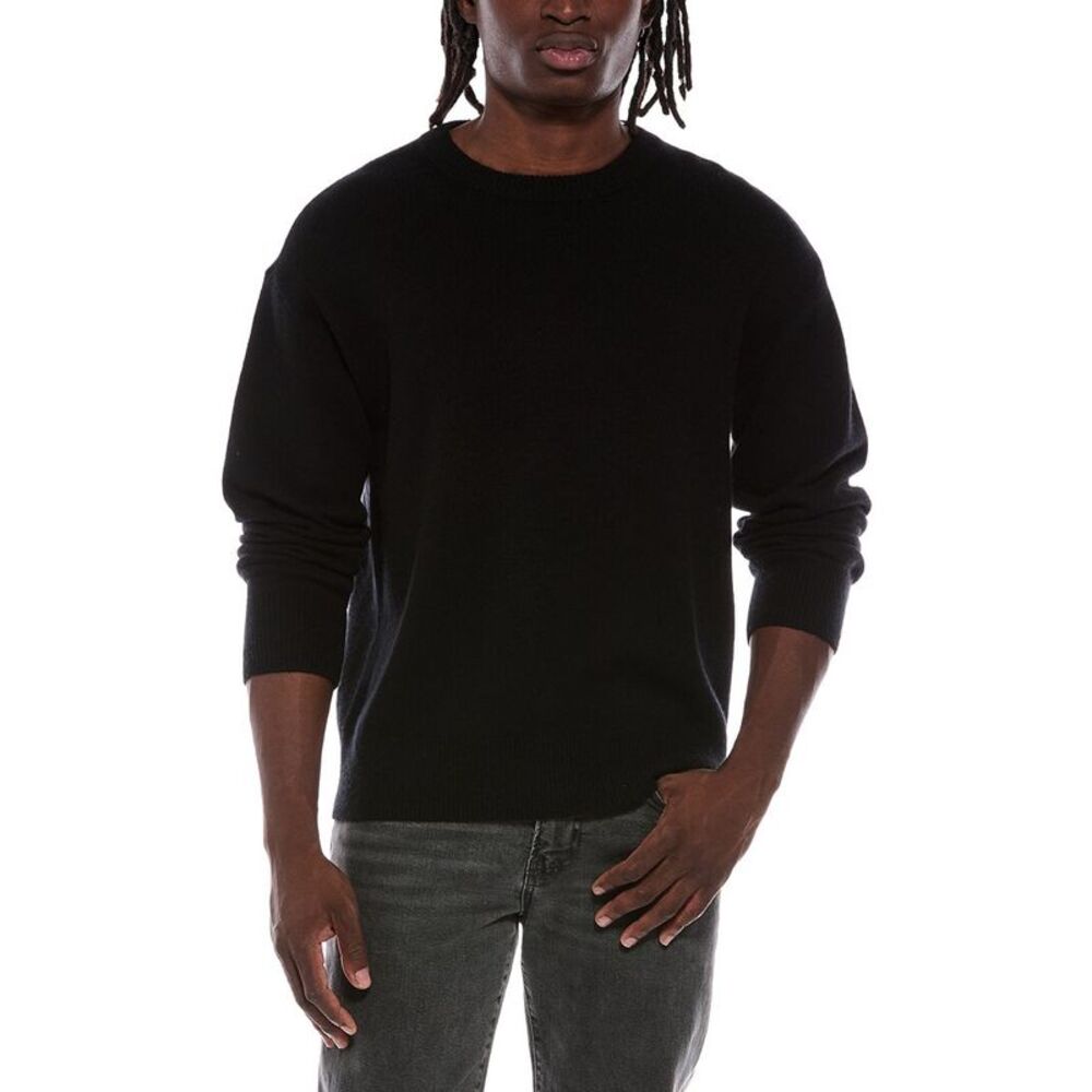 Helmut Lang Mens  Brushed Wool & Cashmere-Blend Crewneck Sweater, Black